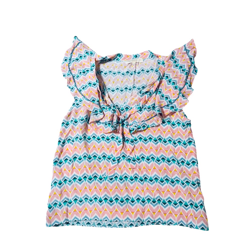 Paloma Blue Rent the Runway Silk Pink Blue Sophia Top Size Medium Flowy Spring